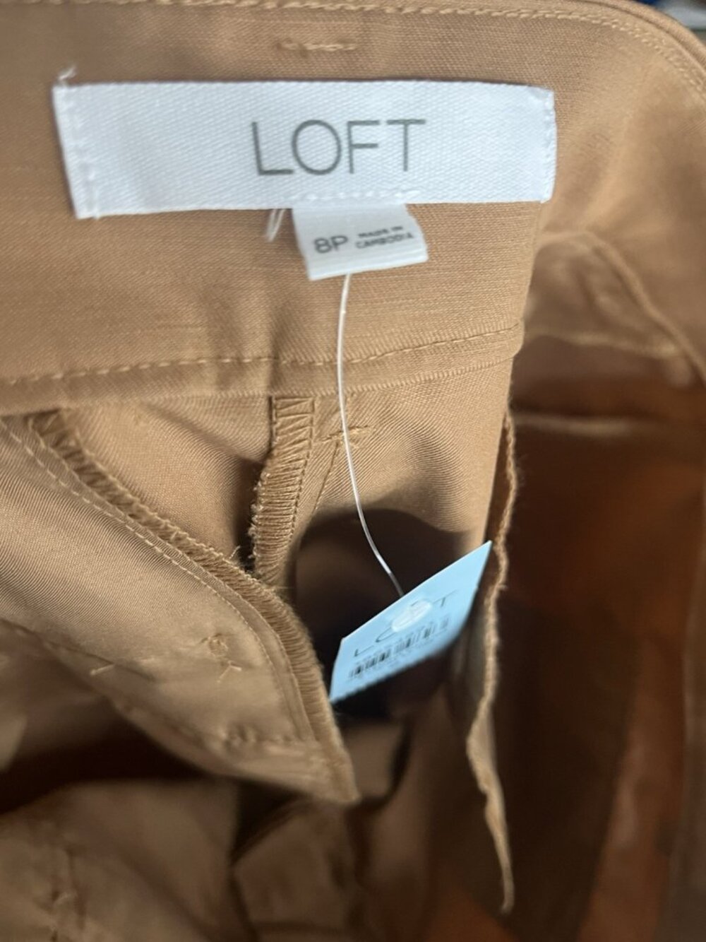 Loft Wide Leg Brown Pants Sz 8 P NWT Lyocell Cotton Business Casual Miminalist - Picture 3 of 5